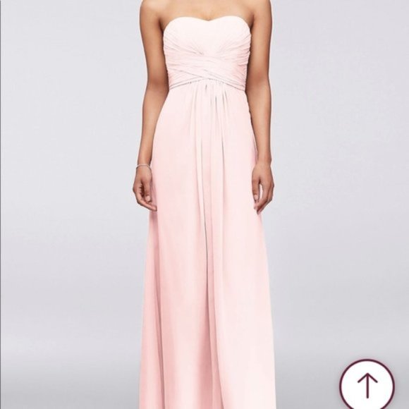 Pink Bridesmaid dress strapless size 8 chiffon - Picture 1 of 6